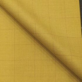 Marconi by Siyaram's Bright Medallion Yellow Checks Poly Viscose Unstitched Fabric (1.25 Mtr) For Trouser