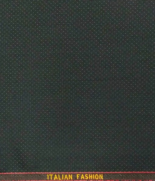 Marconi by Siyaram's Dark Green Dotted Structured Poly Viscose Unstitched Fabric (1.25 Mtr) For Trouser