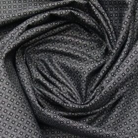 Monza Black 100% Superfine Cotton Grey Printed Shirt Fabric (1.60 M)