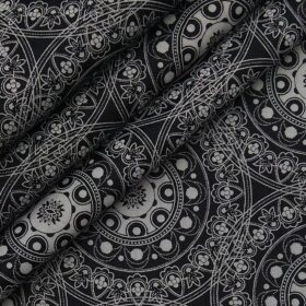 Monza Black 100% Superfine Cotton Grey Damask Print Shirt Fabric (1.60 M)