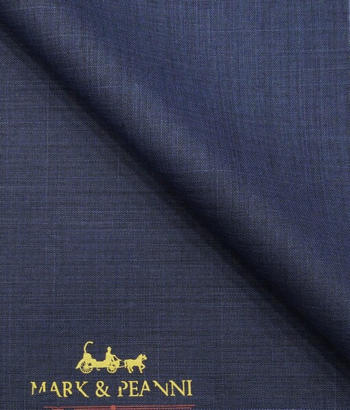Mark & Peanni Denim Blue Self Design Terry Rayon Unstitched Fabric (1.25 Mtr) For Trouser