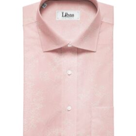 Nemesis Light Baby Pink 100% Egyptian Cotton White Floral Print Shirt Fabric (1.60 M)