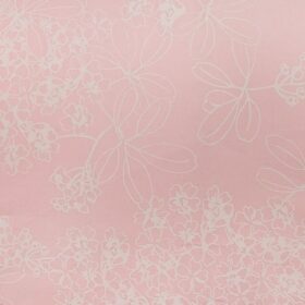 Nemesis Light Baby Pink 100% Egyptian Cotton White Floral Print Shirt Fabric (1.60 M)