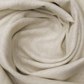 Raymond Off-White 100% Pure Linen 70 LEA Brown Striped Shirt Fabric (1.60 M)