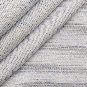 Raymond White 100% Pure Linen 70 LEA Blue Striped Shirt Fabric (1.60 M)