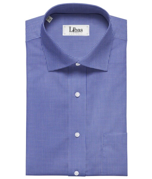 Raymond Blue 100% Premium Cotton Checks Shirt Fabric (1.60 M)