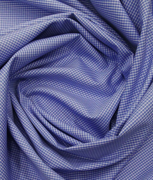 Raymond Blue 100% Premium Cotton Checks Shirt Fabric (1.60 M)