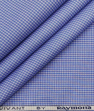 Raymond Blue 100% Premium Cotton Checks Shirt Fabric (1.60 M)