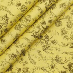 Raymond Corn Yellow 100% Giza Cotton Brown Floral Print Shirt Fabric (1.60 M)