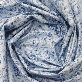 Raymond Sky Blue 100% Giza Cotton Royal Blue Floral Print Shirt Fabric (1.60 M)