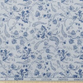 Raymond Sky Blue 100% Giza Cotton Royal Blue Floral Print Shirt Fabric (1.60 M)