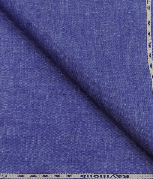 Raymond Blue 100% Pure Linen Self Design Premium Unstitched 2 Piece Suit or Safari Fabric (3 Meter)