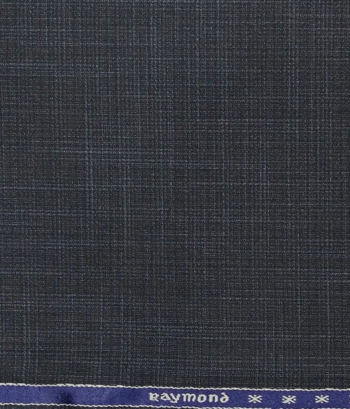 Raymond Dark Greyish Blue Self Design Poly Viscose Unstitched Fabric (1.25 Mtr) For Trouser