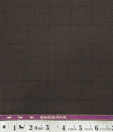 Raymond Mocha Brown Dotted Structured Self Checks Poly Viscose Unstitched Fabric (1.25 Mtr) For Trouser