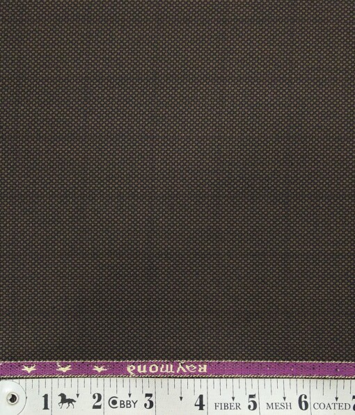 Raymond Mocha Brown Dotted Structured Self Checks Poly Viscose Unstitched Fabric (1.25 Mtr) For Trouser