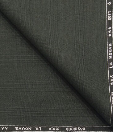 Raymond Sage Green Self Checks Poly Viscose Unstitched Fabric (1.25 Mtr) For Trouser