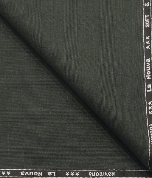 Raymond Sage Green Self Checks Poly Viscose Unstitched Fabric (1.25 Mtr) For Trouser