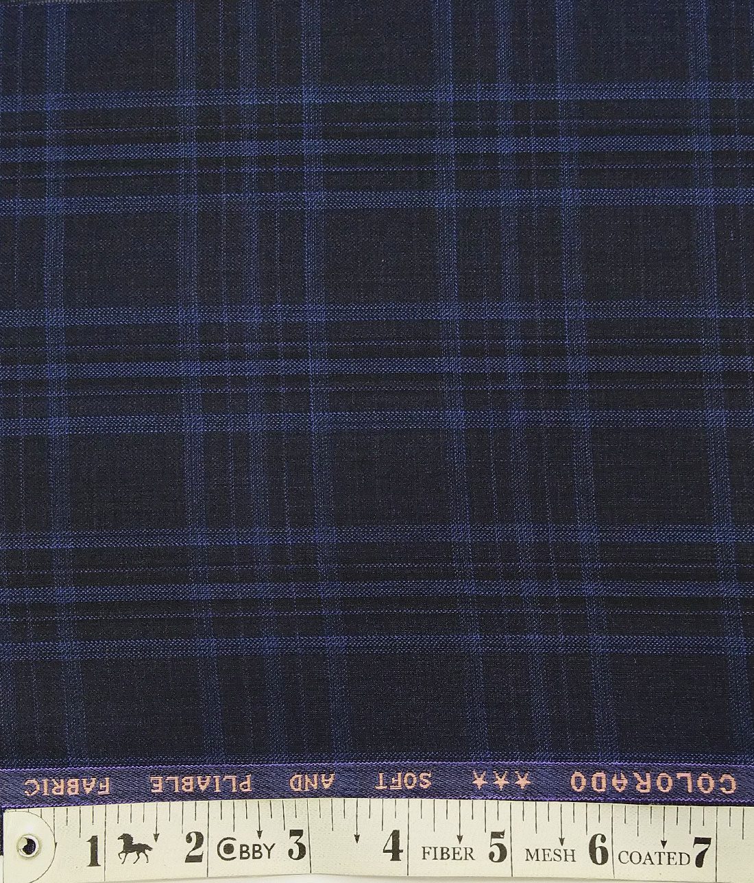 Raymond Dark Navy Blue Broad Checks Poly Viscose Unstitched Fabric (1.25 Mtr) For Trouser