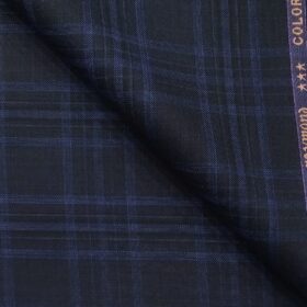 Raymond Dark Navy Blue Broad Checks Poly Viscose Unstitched Fabric (1.25 Mtr) For Trouser