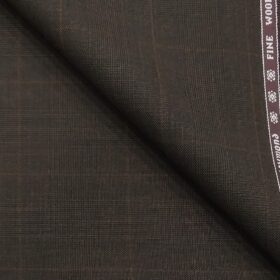 Raymond Dark Brown Self Checks 10% Merino Wool Unstitched Fabric (1.25 Mtr) For Trouser