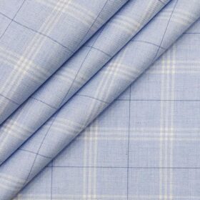 Giza House by Soktas Sky Blue 100% Finest Egyptian Cotton Burberry Checks Shirt Fabric (1.60 M)