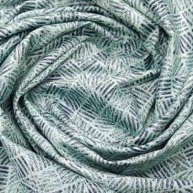 Solino Mint Green 100% Super Fine Premium Cotton Blue Print Shirt Fabric (1.60 M)