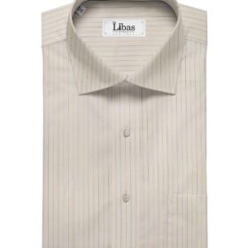Arvind Men's Off- White 100% Premium Cotton Striped Shirt Fabric (1.60 M)