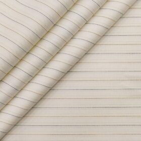 Arvind Men's Off- White 100% Premium Cotton Striped Shirt Fabric (1.60 M)
