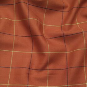 Bombay Rayon Bronze Orange 100% Pure Cotton Broad Checks Shirt Fabric (1.60 M)