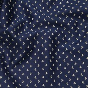Bombay Rayon Navy Blue 100% Pure Cotton Beige Floral Print Shirt Fabric (1.60 M)