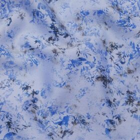 Bombay Rayon Sky Blue 100% Pure Cotton Floral Print Shirt Fabric (1.60 M)