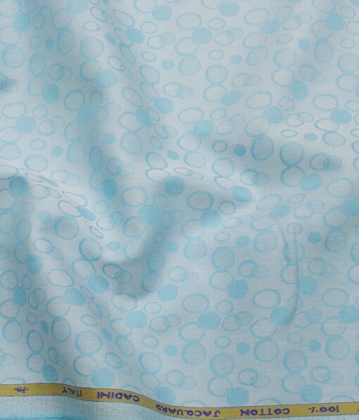 Cadini Italy Arctic Blue 100% Super Premium Cotton Jacquard Shirt Fabric (1.60 M)