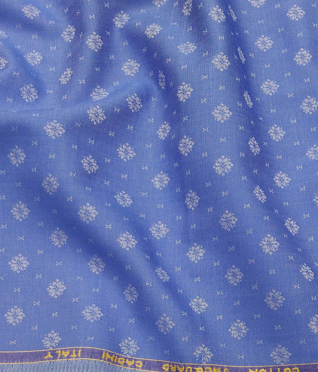 Cadini Italy Light Blue 100% Super Premium Cotton White Dobby Shirt Fabric (1.60 M)