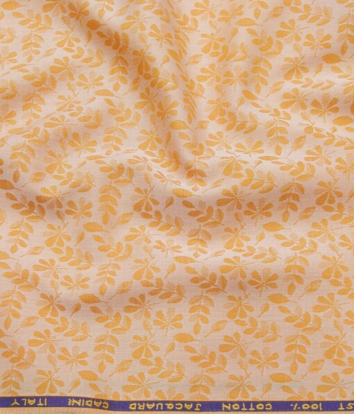 Cadini Italy Light Cantaloupe Orange 100% Super Premium Cotton Floral Jacquard Shirt Fabric (1.60 M)
