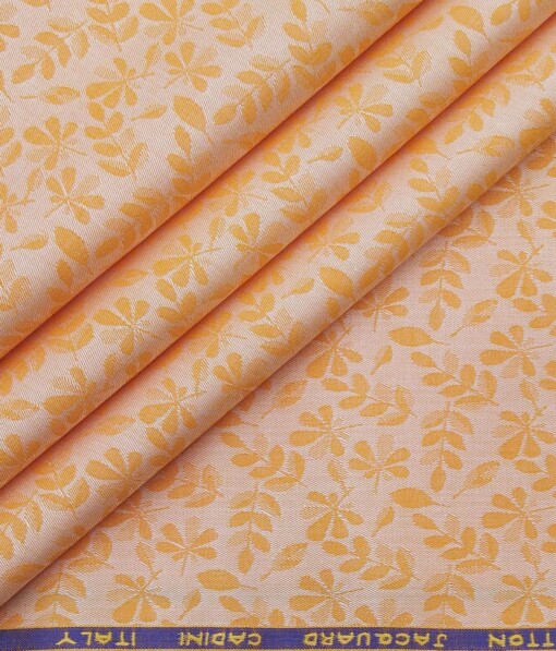 Cadini Italy Light Cantaloupe Orange 100% Super Premium Cotton Floral Jacquard Shirt Fabric (1.60 M)