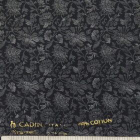 Cadini Italy Black & Grey 100% Cotton Floral Print Shirt Fabric (1.60 M)