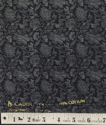 Cadini Italy Black & Grey 100% Cotton Floral Print Shirt Fabric (1.60 M)