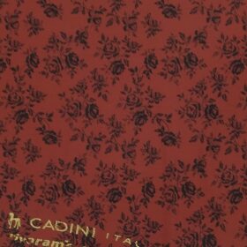 Cadini Italy Sangaria Red 100% Cotton Dark Blue Floral Print Shirt Fabric (1.60 M)