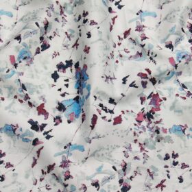 Cadini Italy White 100% Cotton Multi Color Floral Print Shirt Fabric (1.60 M)