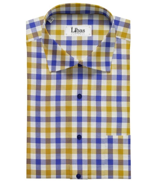 Cadini Italy Multi Color 100% Giza Cotton Oxford Weave Checks Shirt Fabric (1.60 M)