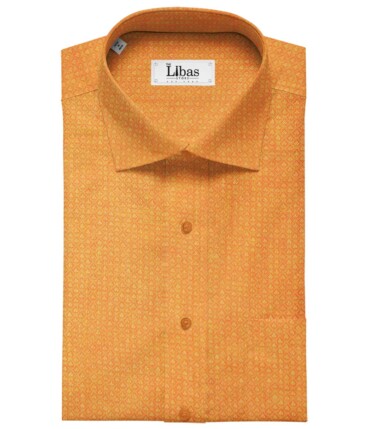 Cadini Italy Orange 100% European Linen 60 LEA Floral Jacquard Shirt Fabric (1.60 M)