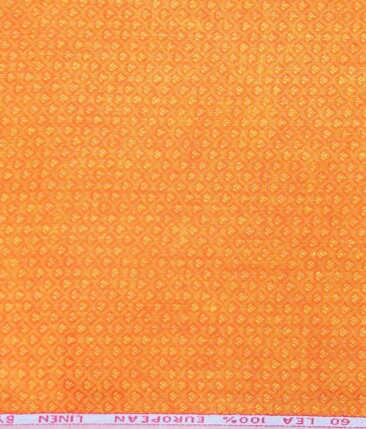 Cadini Italy Orange 100% European Linen 60 LEA Floral Jacquard Shirt Fabric (1.60 M)