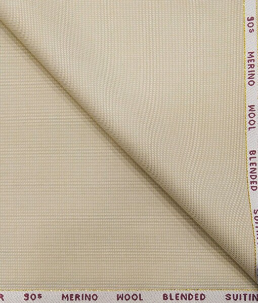 Cadini Italy by Siyaram's Beige Structured Super 90's 20% Merino Wool  Unstitched Trouser Fabric (1.25 Mtr)