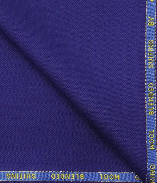 Cadini Italy by Bright Royal Blue Self Structured Super 90's 20% Merino Wool  Unstitched Trouser Fabric (1.25 Mtr)