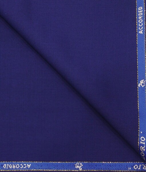 Cadini Italy by Bright Royal Blue Solid Super 100's 20% Merino Wool  Unstitched Trouser Fabric (1.25 Mtr)