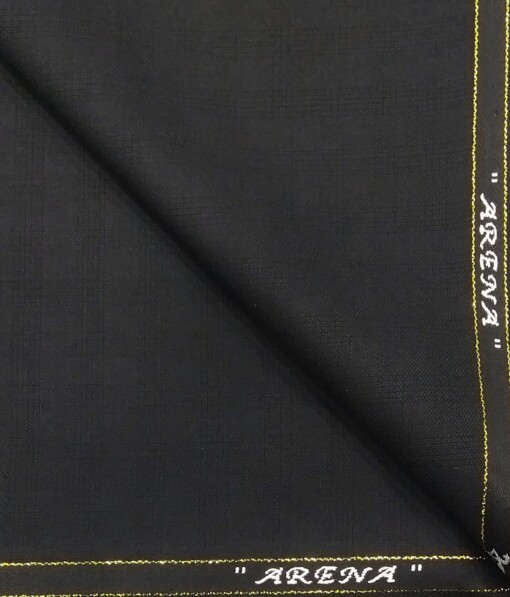 Cadini Italy by Siyaram's Black Self Checks Super 90's 20% Merino Wool  Unstitched Trouser Fabric (1.25 Mtr)