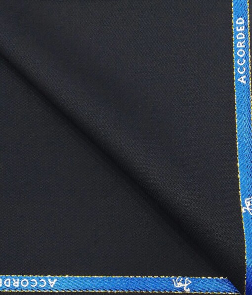 Cadini Italy by Siyaram's Dark Navy Blue Self Structured Super 90's 20% Merino Wool  Unstitched Trouser Fabric (1.25 Mtr)