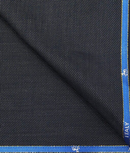 Cadini Italy by Siyaram's Dark Blue Grey Dotted Structure Super 90's 20% Merino Wool  Unstitched Trouser Fabric (1.25 Mtr)