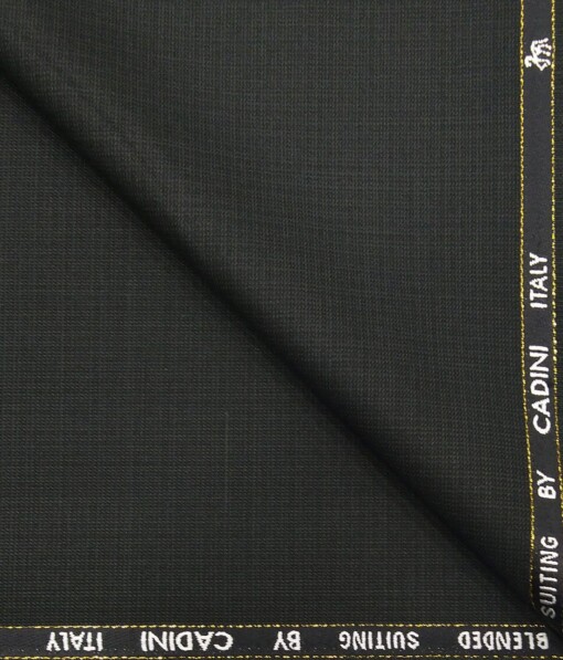 Cadini Italy by Siyaram's Dark Greyish Green Self Design Super 100's 20% Merino Wool  Unstitched Trouser Fabric (1.25 Mtr)