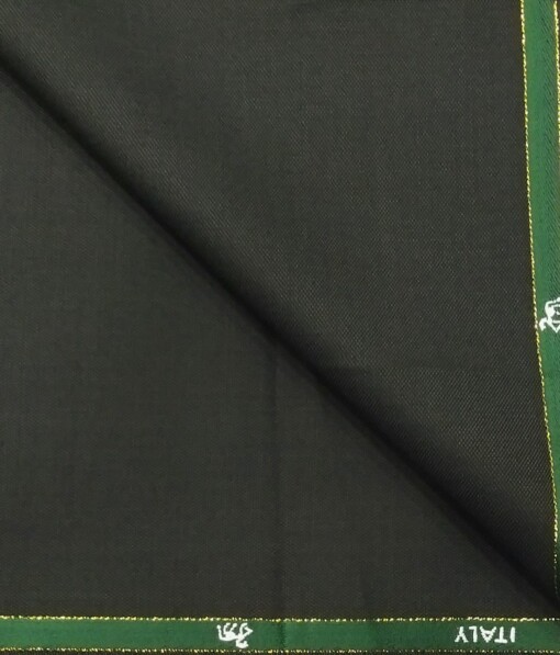 Cadini Italy by Siyaram's Dark Green Solid Super 90's 20% Merino Wool  Unstitched Trouser Fabric (1.25 Mtr)